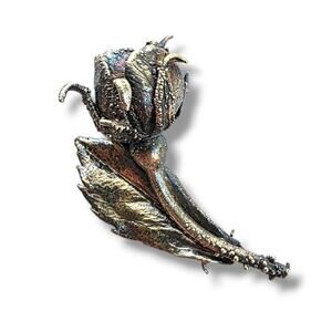 Vintage Sterling Silver Flora Danica Eggert Denmark Botanical Rose Flower Pin